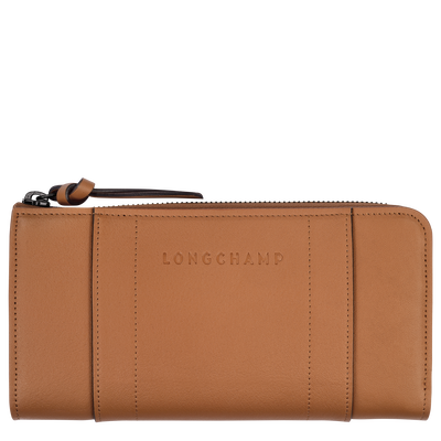 Longchamp 3D Portemonnee met rits rondom , Naturel - Leder