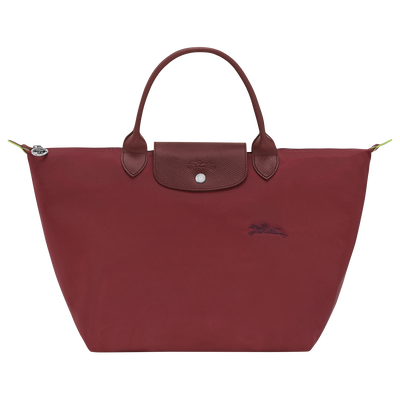 Le Pliage Green M Handbag , Pomegranate - Recycled canvas