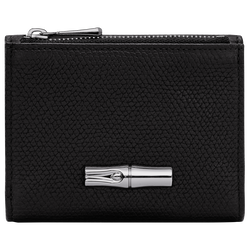Le Roseau Compact wallet , Black - Leather