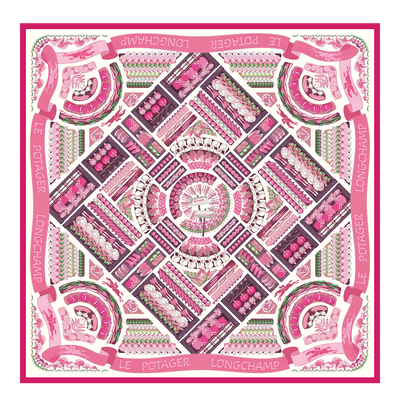 Seidenschal 90 Longchamp Gemüsegarten , Seide - Pink