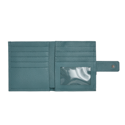 Le Foulonné Compact wallet , Eucalyptus - Leather