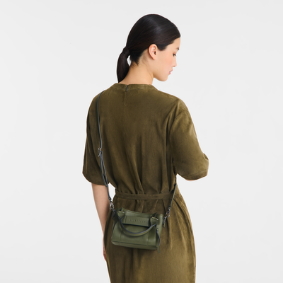 Sac à main XS Longchamp 3D , Cuir - Kaki