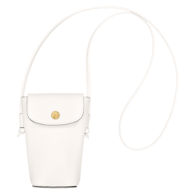 Etui téléphone avec cordon Épure , Cuir - Blanc